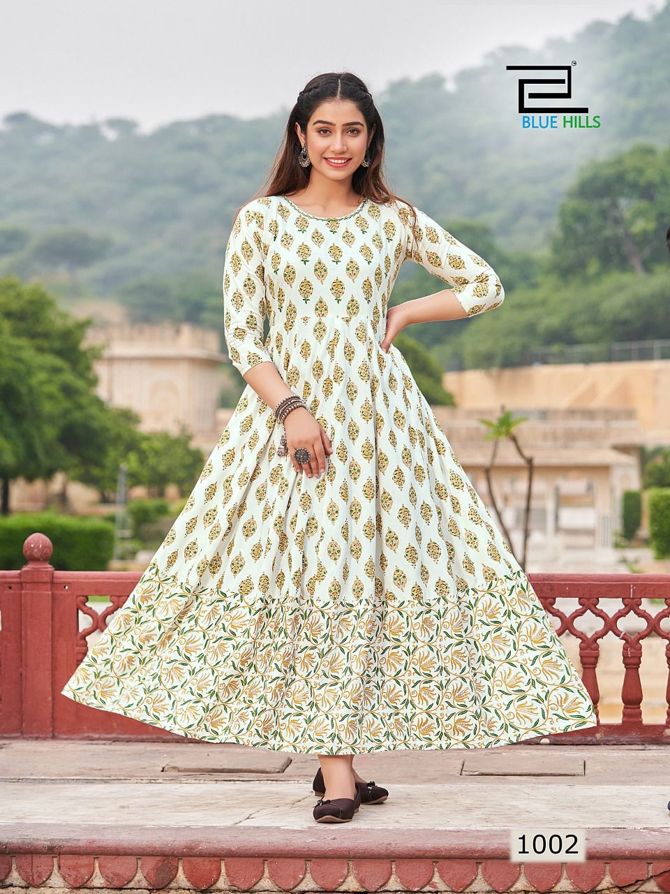 Blue Hills Rani 1 Rayon Printed Ethnic Wear Long Anarkali Kurti Collection